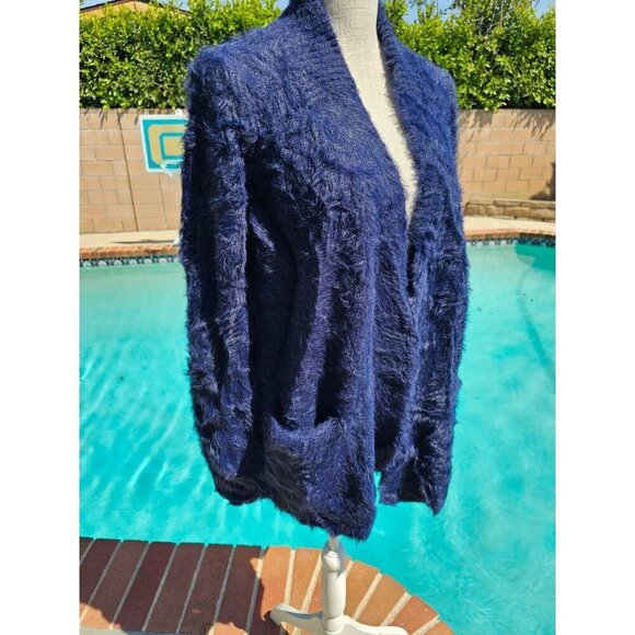 Banana Republic Size Small Women Nacy Faux Fur Long Sleeve Dual Pocket Cardigan - Picture 9 of 13